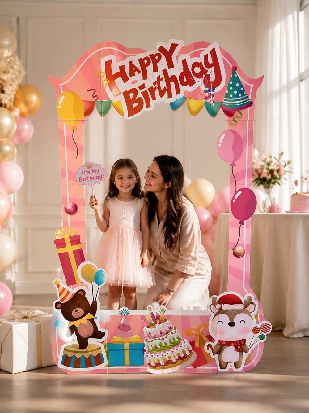 EARTHSON 6 Ft x 4 Ft Happy Birthday Photo Booth Box Frame | Life-Size Party